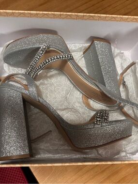 Rochel Platform Block Heel with Gemstone Embellished Straps Badgley Mischka